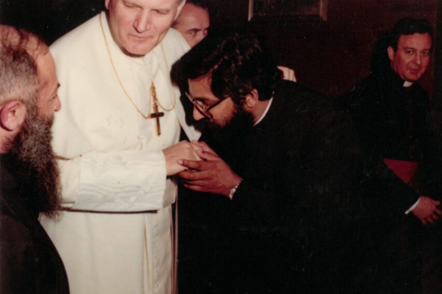 Father Luis in conversation with His Holiness Pope John Paul II. We were discussing my beard.